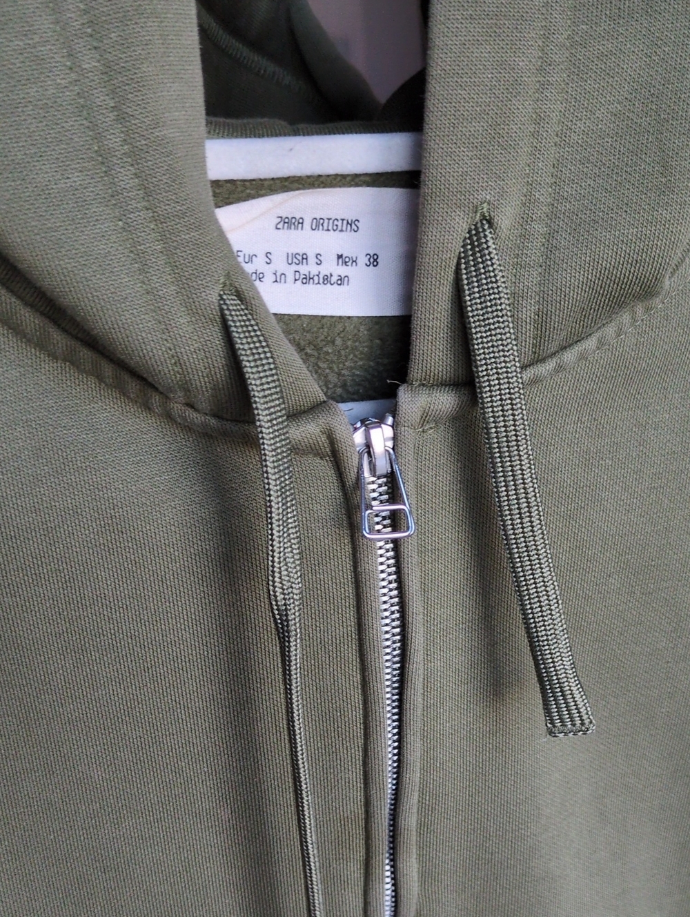 Zara Men's Olive thick Zip-Up Hoodie Sweater